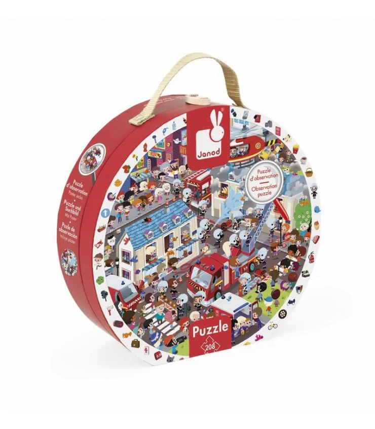 Puzzle d'observation rond - pompiers de l'extreme - 208 pcs