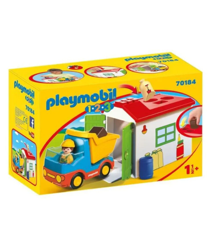 Ouvrier avec camion et garage