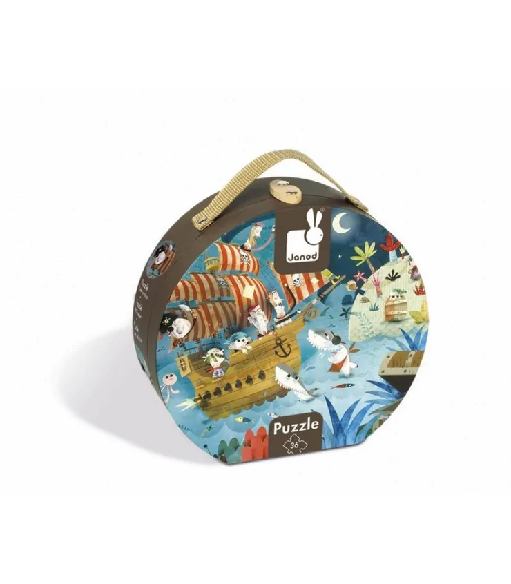 Valisette ronde - puzzle la chasse aux tresors 36 pcs