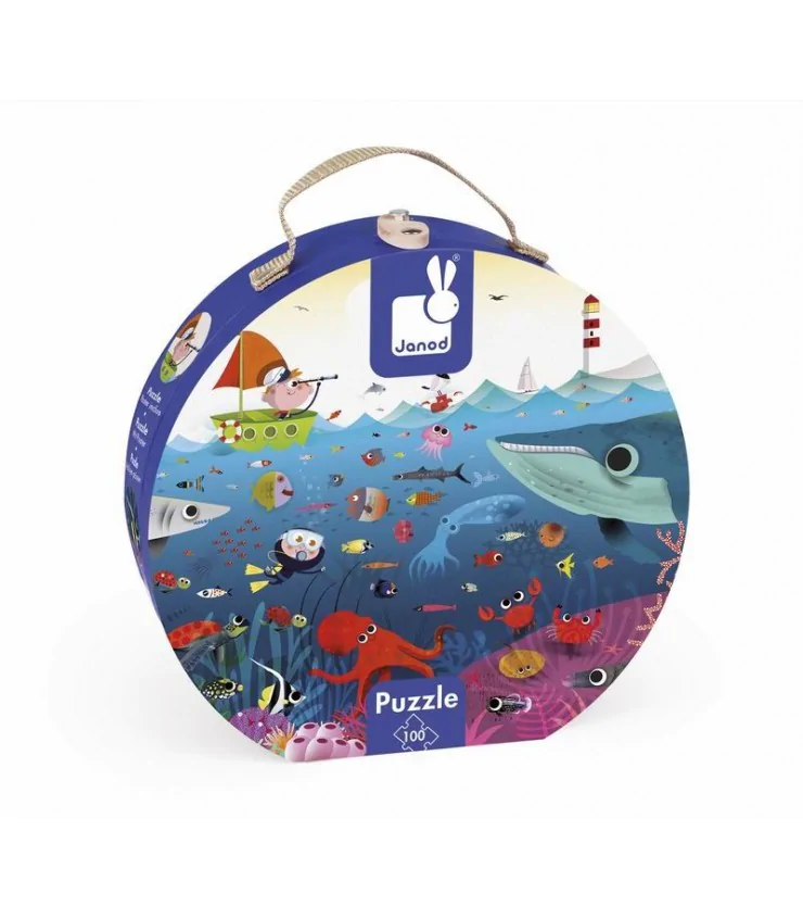 Valisette ronde - puzzle le monde sous-marin 100 pcs