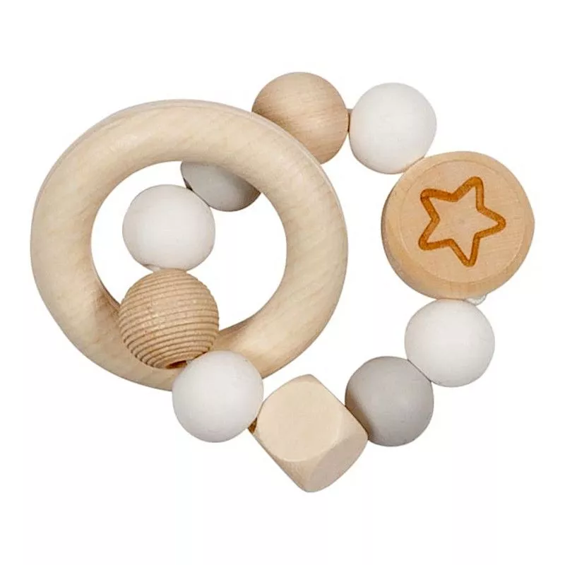 Hochet élastique étoile gris blanc